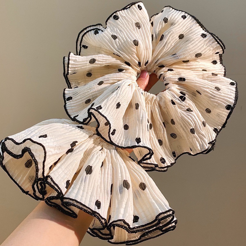 𝓨𝓪𝓷𝓰𝓑𝓲🩰特大號｜溫柔爆棚 氣質皺摺大朵波點大腸圈 V358-細節圖4