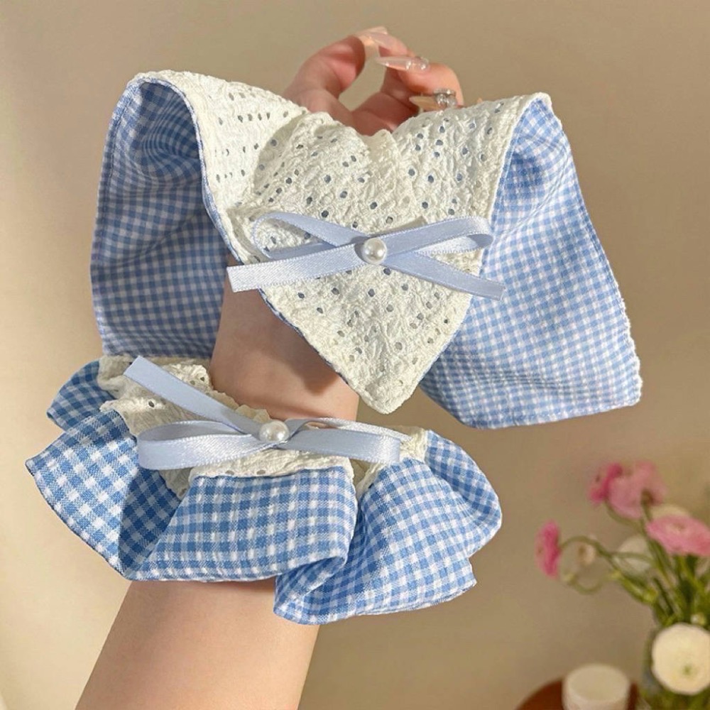 𝓨𝓪𝓷𝓰𝓑𝓲🩰溫柔海洋 兩款小清新田園藍格子蝴蝶結大腸圈 V359-細節圖6