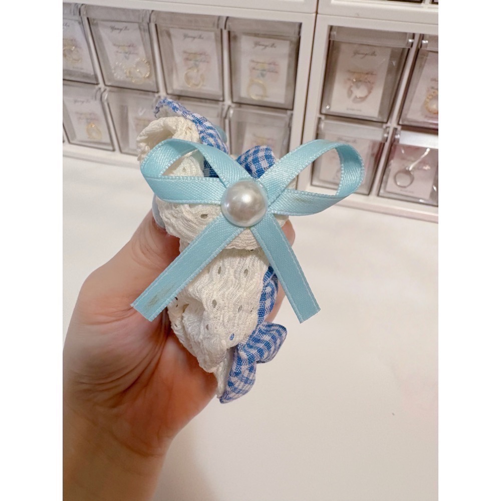 𝓨𝓪𝓷𝓰𝓑𝓲🩰溫柔海洋 兩款小清新田園藍格子蝴蝶結大腸圈 V359-規格圖9