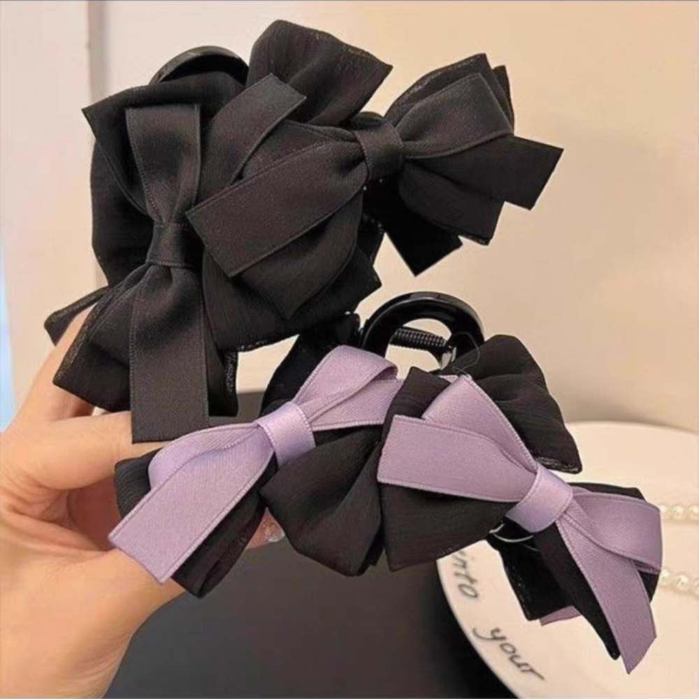 𝓨𝓪𝓷𝓰𝓑𝓲🩰髮量多可｜法式優雅厚磅緞帶蝴蝶結特大鯊魚夾 抓夾 V362-細節圖2