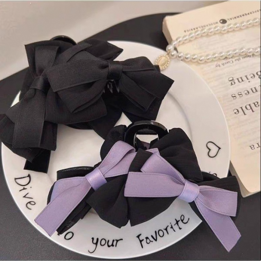 𝓨𝓪𝓷𝓰𝓑𝓲🩰髮量多可｜法式優雅厚磅緞帶蝴蝶結特大鯊魚夾 抓夾 V362-細節圖3