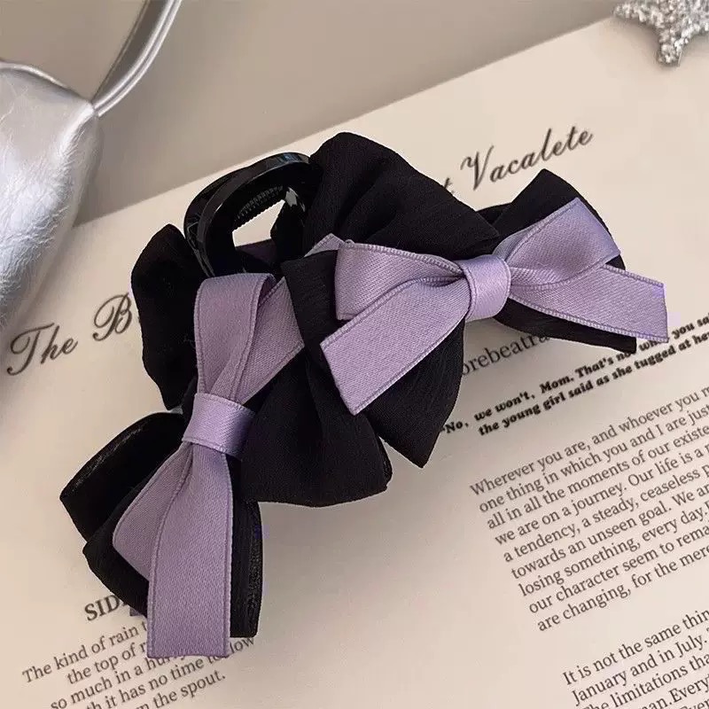 𝓨𝓪𝓷𝓰𝓑𝓲🩰髮量多可｜法式優雅厚磅緞帶蝴蝶結特大鯊魚夾 抓夾 V362-細節圖5