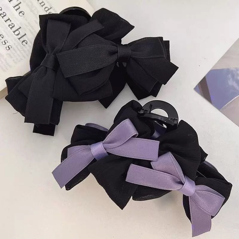 𝓨𝓪𝓷𝓰𝓑𝓲🩰髮量多可｜法式優雅厚磅緞帶蝴蝶結特大鯊魚夾 抓夾 V362-細節圖6