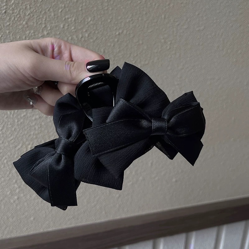 𝓨𝓪𝓷𝓰𝓑𝓲🩰髮量多可｜法式優雅厚磅緞帶蝴蝶結特大鯊魚夾 抓夾 V362-細節圖8