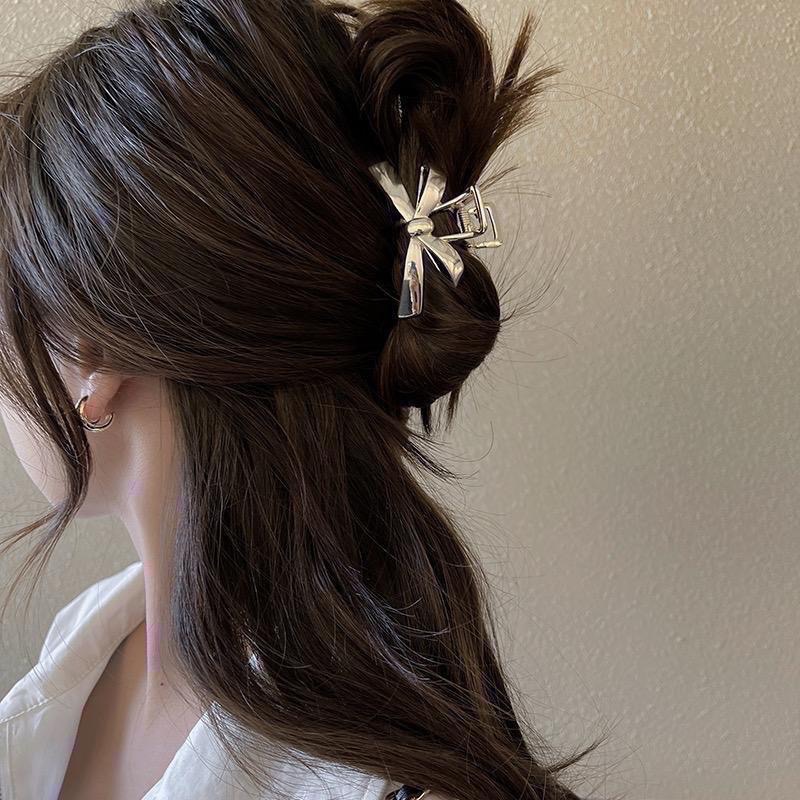 𝓨𝓪𝓷𝓰𝓑𝓲🕊️高級感小巧金屬蝴蝶結鯊魚夾 抓夾 馬尾夾 V366-細節圖4