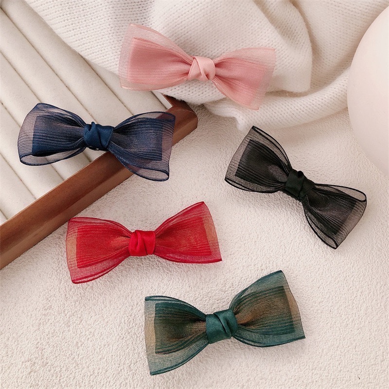 𝓨𝓪𝓷𝓰𝓑𝓲🕊️氣質韓式網紗雙層蝴蝶結髮夾 少女側邊碎發 劉海夾 V371-細節圖3