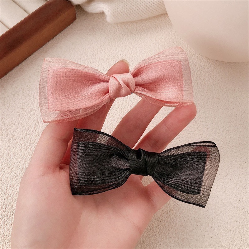 𝓨𝓪𝓷𝓰𝓑𝓲🕊️氣質韓式網紗雙層蝴蝶結髮夾 少女側邊碎發 劉海夾 V371-細節圖4