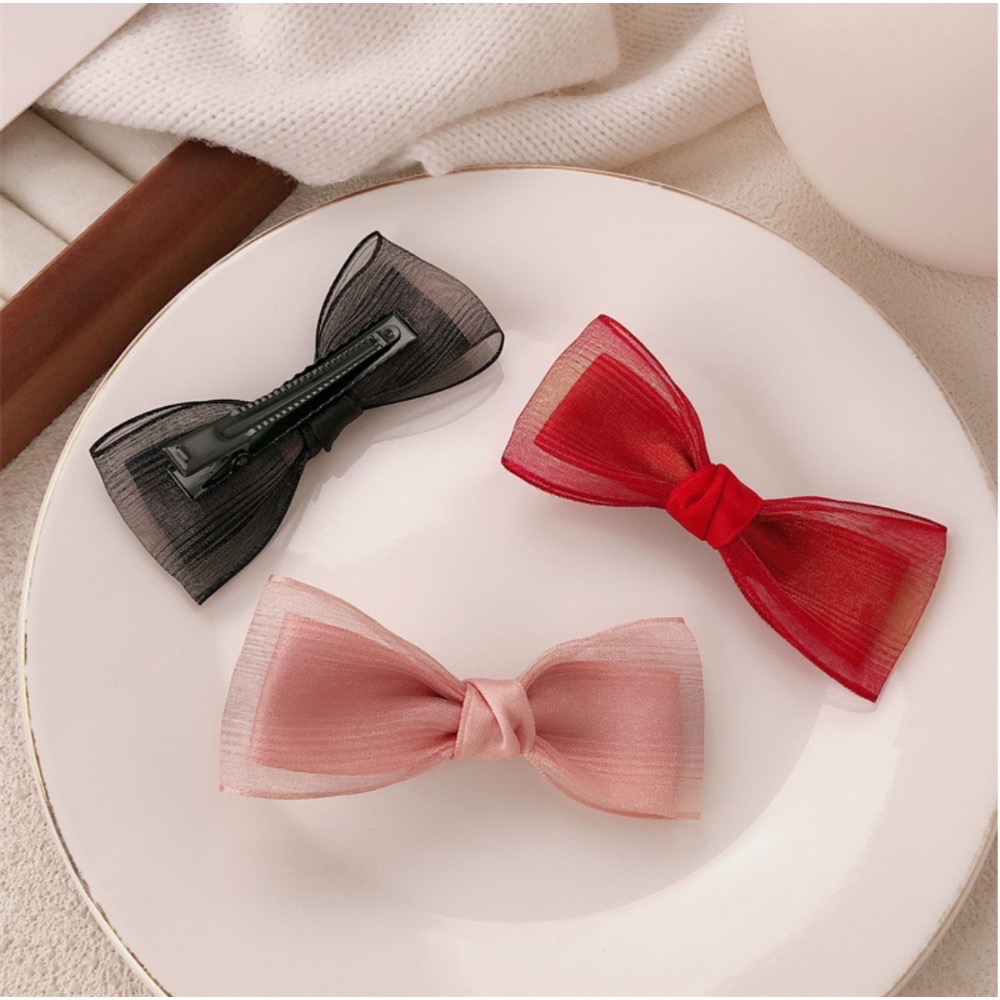 𝓨𝓪𝓷𝓰𝓑𝓲🕊️氣質韓式網紗雙層蝴蝶結髮夾 少女側邊碎發 劉海夾 V371-細節圖5