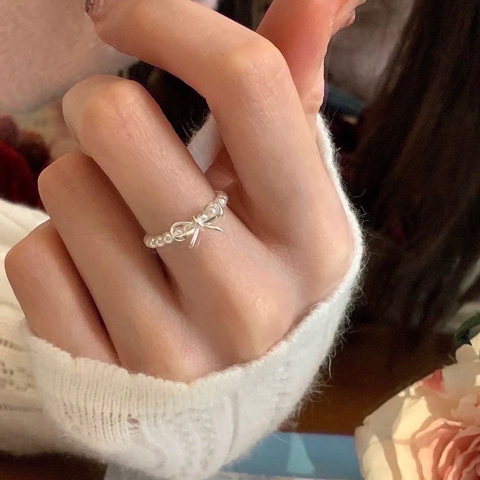 𝓨𝓪𝓷𝓰𝓑𝓲🩰珍珠蝴蝶結金豆彈力戒指 Y788-細節圖7