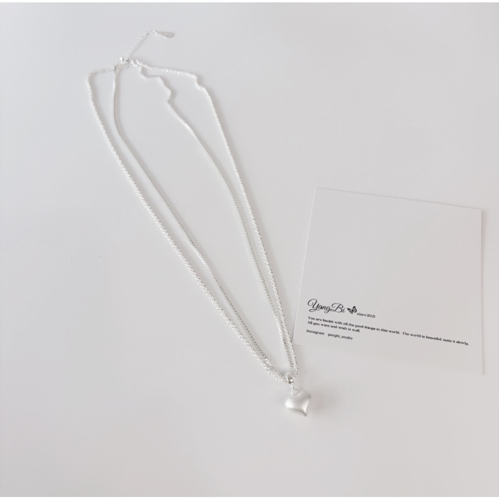 𝓨𝓪𝓷𝓰𝓑𝓲🕊️925銀｜爆愛款【雙層拉絲霧面愛心項鍊】【鎖骨鍊】 Y794-細節圖7