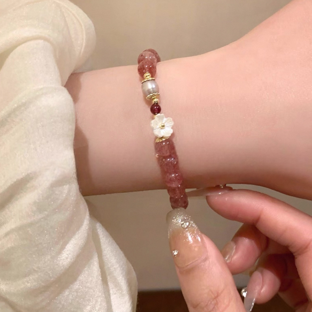 𝓨𝓪𝓷𝓰𝓑𝓲🕊️招桃花｜草莓晶桃花串珠手鍊 招姻緣 閨蜜禮物 生日禮物 Y797-細節圖3