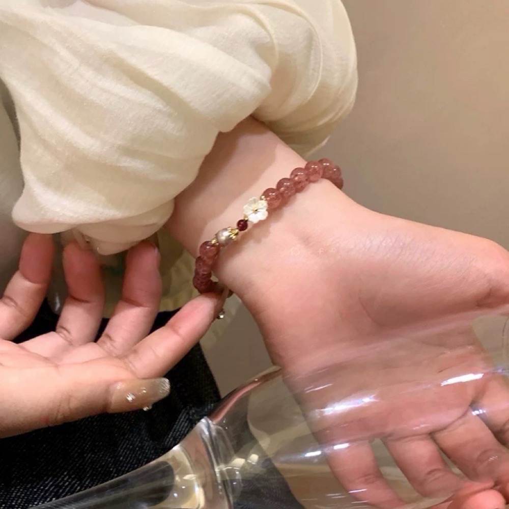 𝓨𝓪𝓷𝓰𝓑𝓲🕊️招桃花｜草莓晶桃花串珠手鍊 招姻緣 閨蜜禮物 生日禮物 Y797-細節圖5
