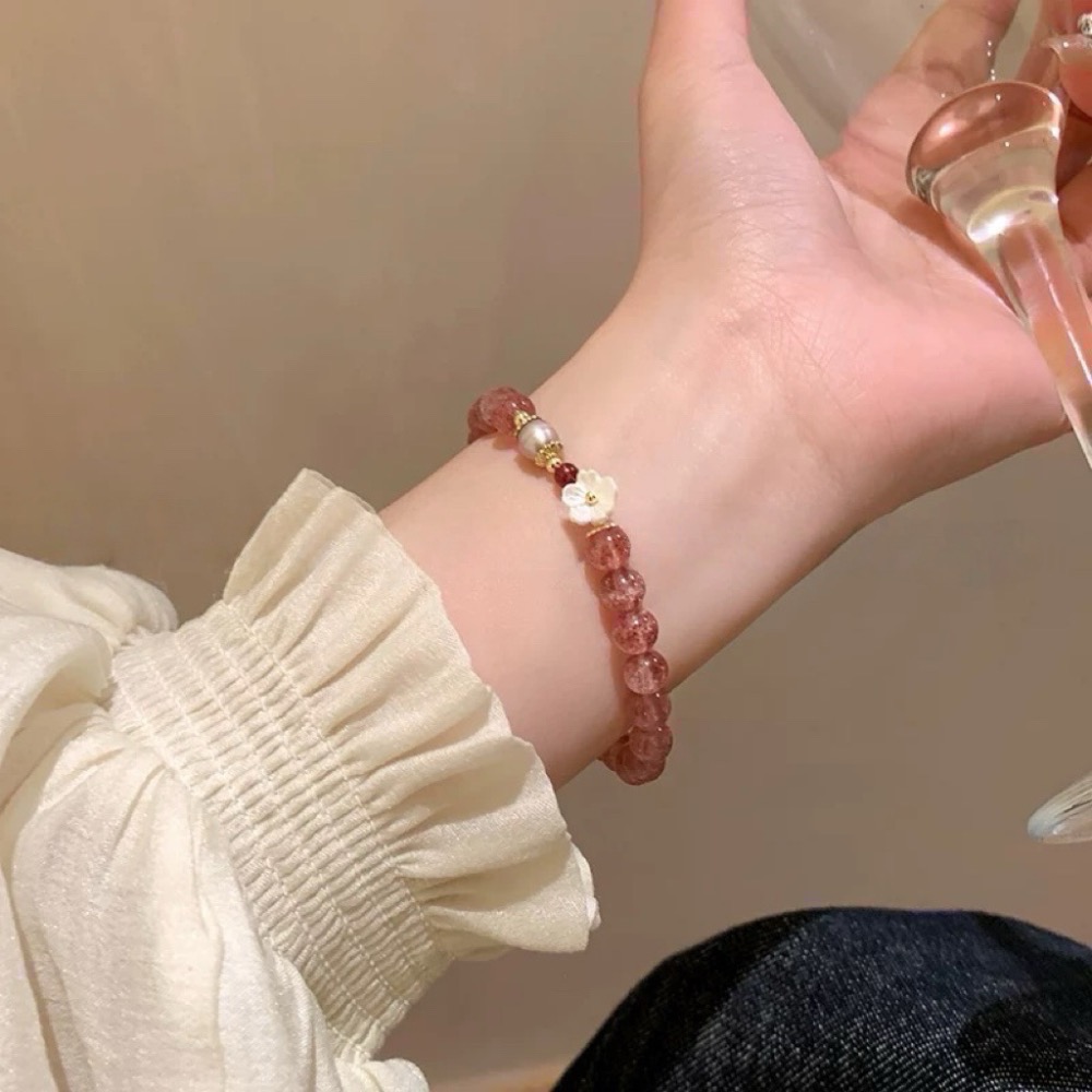 𝓨𝓪𝓷𝓰𝓑𝓲🕊️招桃花｜草莓晶桃花串珠手鍊 招姻緣 閨蜜禮物 生日禮物 Y797-細節圖4