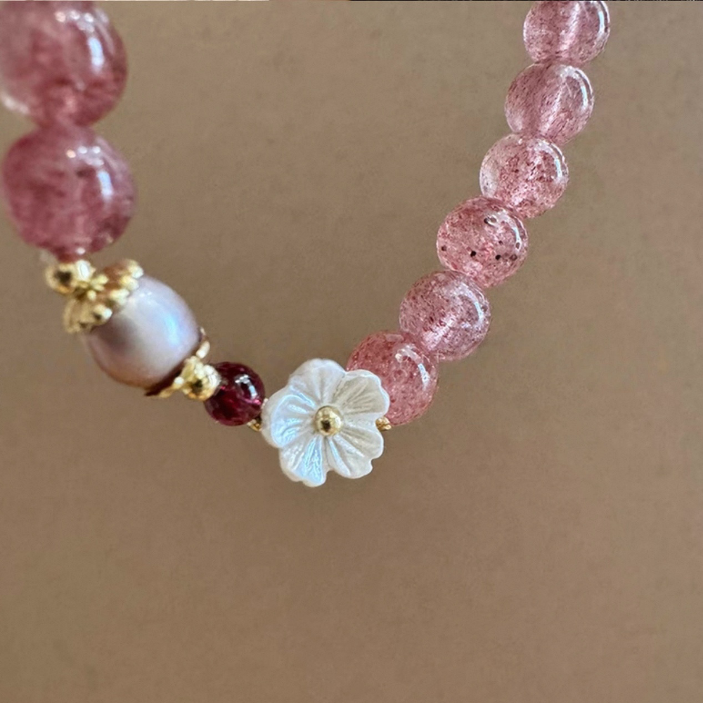 𝓨𝓪𝓷𝓰𝓑𝓲🕊️招桃花｜草莓晶桃花串珠手鍊 招姻緣 閨蜜禮物 生日禮物 Y797-細節圖6