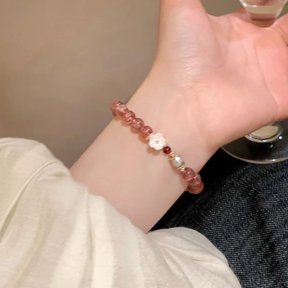 𝓨𝓪𝓷𝓰𝓑𝓲🕊️招桃花｜草莓晶桃花串珠手鍊 招姻緣 閨蜜禮物 生日禮物 Y797-細節圖2