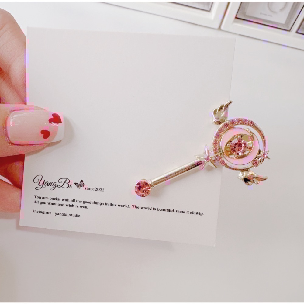 𝓨𝓪𝓷𝓰𝓑𝓲🕊️仙女魔法棒｜可愛少女心粉鑽髮夾 瀏海夾 V383-細節圖5