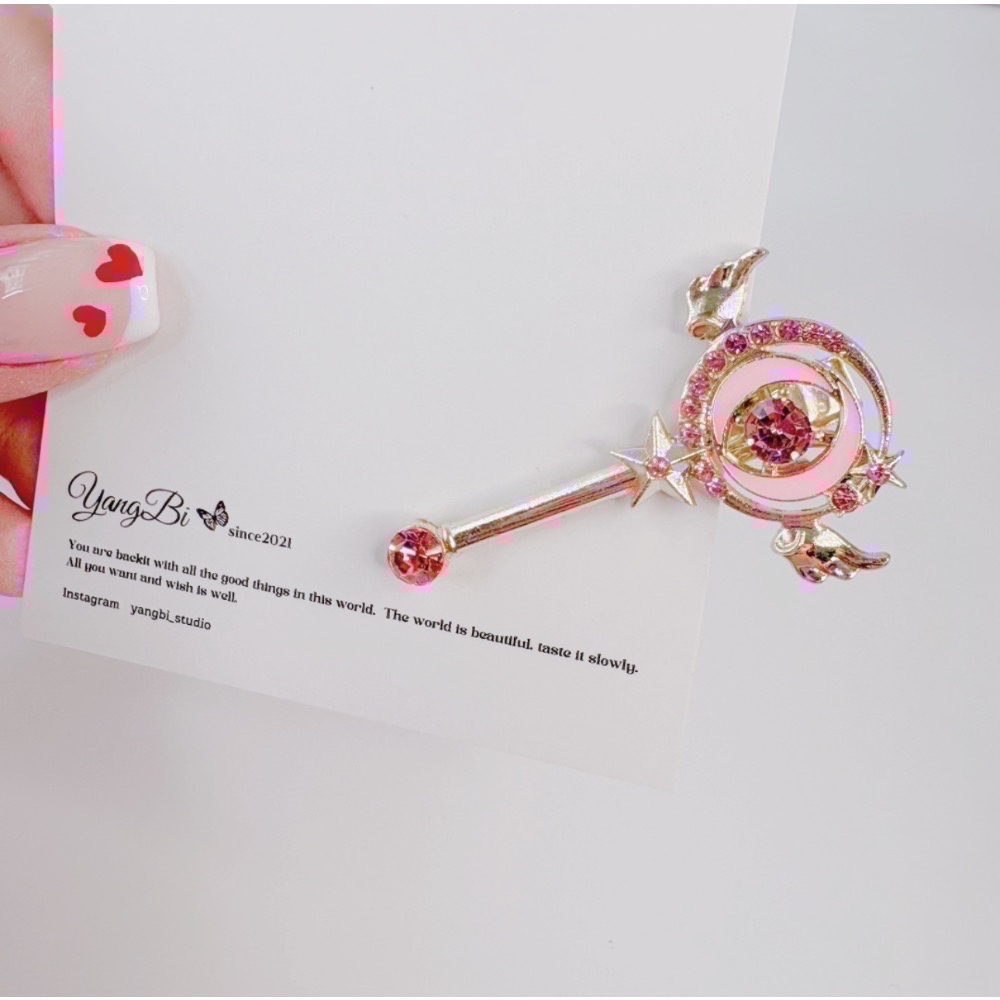 𝓨𝓪𝓷𝓰𝓑𝓲🕊️仙女魔法棒｜可愛少女心粉鑽髮夾 瀏海夾 V383-細節圖7