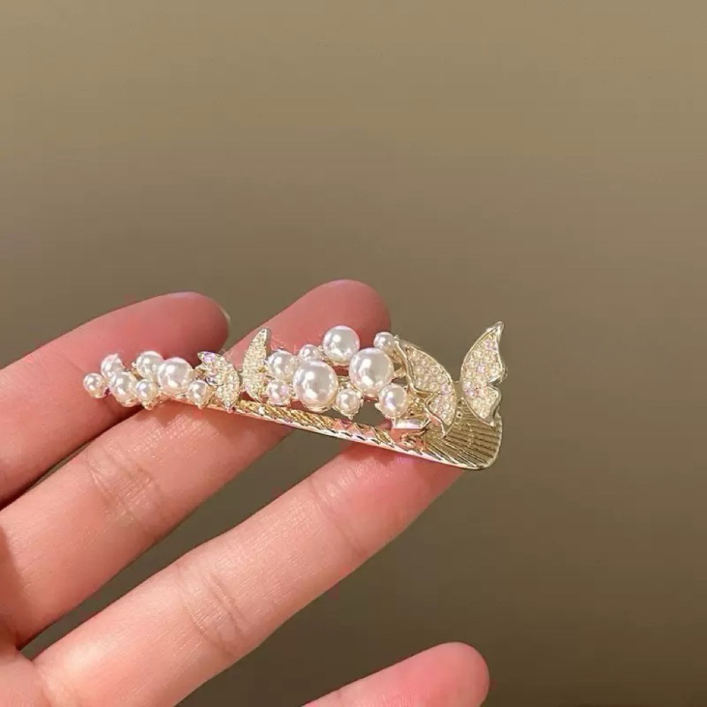 𝓨𝓪𝓷𝓰𝓑𝓲🕊️精緻細節 仙氣珍珠水鑽蝴蝶髮夾 瀏海夾 V385-規格圖6