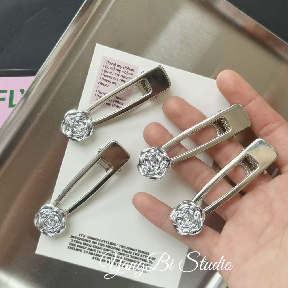 𝓨𝓪𝓷𝓰𝓑𝓲🕊️ins高級感銀色山茶花髮夾 瀏海夾 V386-細節圖3