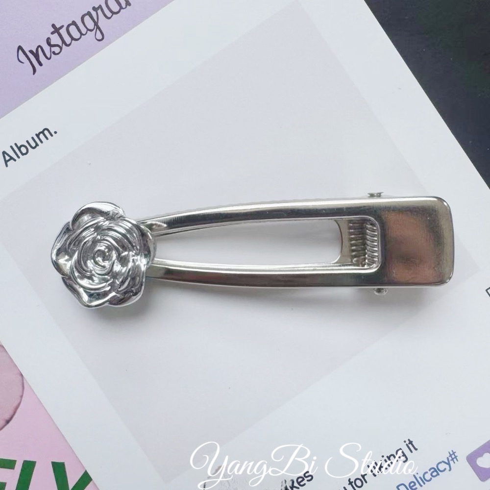 𝓨𝓪𝓷𝓰𝓑𝓲🕊️ins高級感銀色山茶花髮夾 瀏海夾 V386-細節圖5