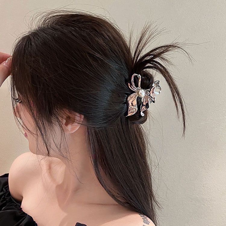 𝓨𝓪𝓷𝓰𝓑𝓲🕊️夏日半抓~甜酷珍珠蝴蝶結金屬鯊魚夾 抓夾 V394-細節圖5