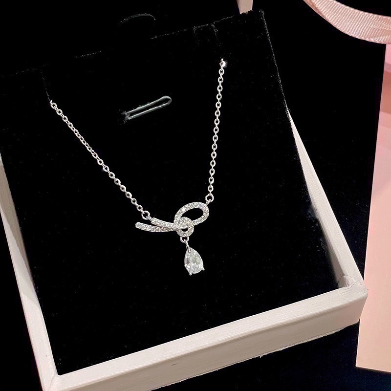 𝓨𝓪𝓷𝓰𝓑𝓲🕊️自由浪漫｜韓版無限蝴蝶結繩結簡約水滴鋯石項鍊 Y807-細節圖2