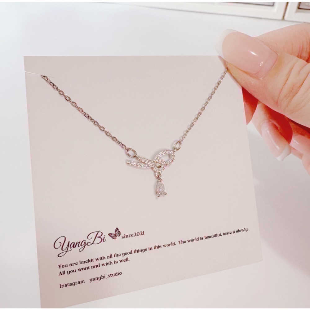 𝓨𝓪𝓷𝓰𝓑𝓲🕊️自由浪漫｜韓版無限蝴蝶結繩結簡約水滴鋯石項鍊 Y807-細節圖7