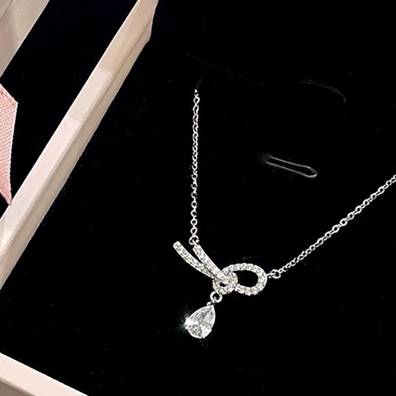 𝓨𝓪𝓷𝓰𝓑𝓲🕊️自由浪漫｜韓版無限蝴蝶結繩結簡約水滴鋯石項鍊 Y807-細節圖8