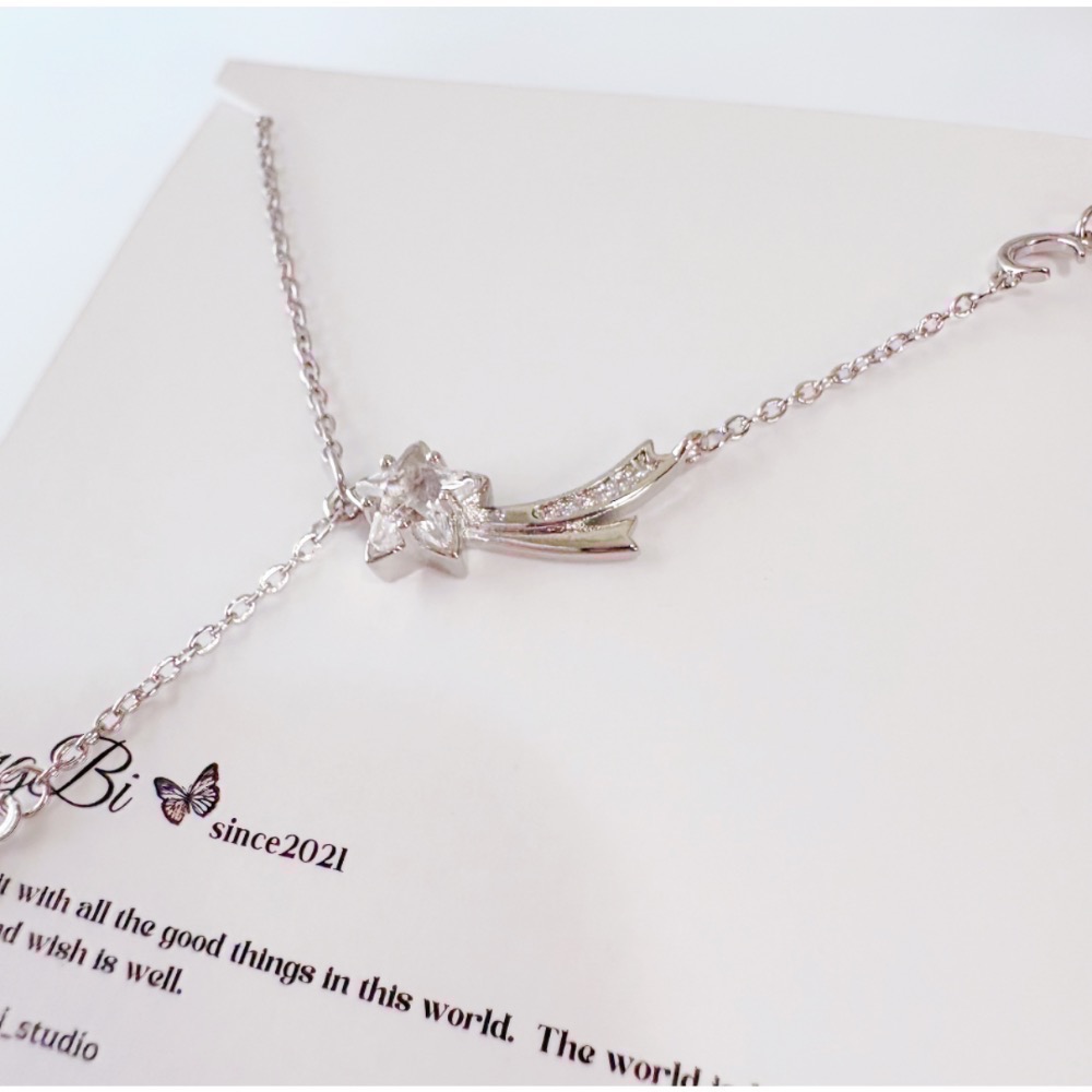 𝓨𝓪𝓷𝓰𝓑𝓲🕊️心願｜流星設計感五角星彎月項鍊 Y808-細節圖10