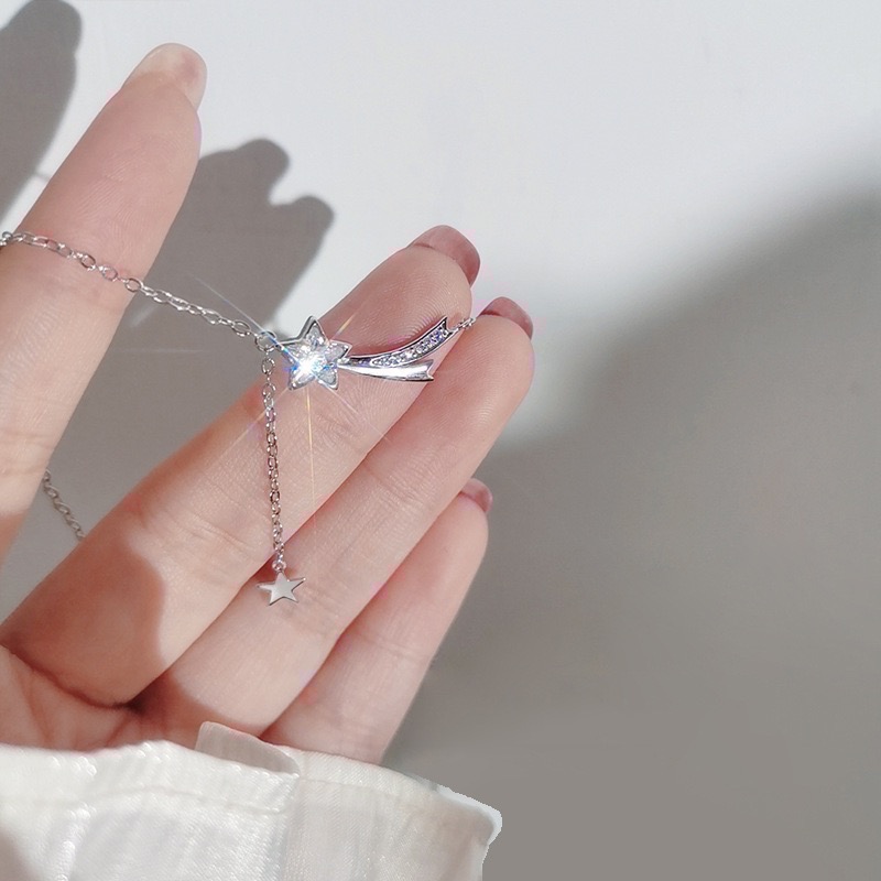 𝓨𝓪𝓷𝓰𝓑𝓲🕊️心願｜流星設計感五角星彎月項鍊 Y808-細節圖2