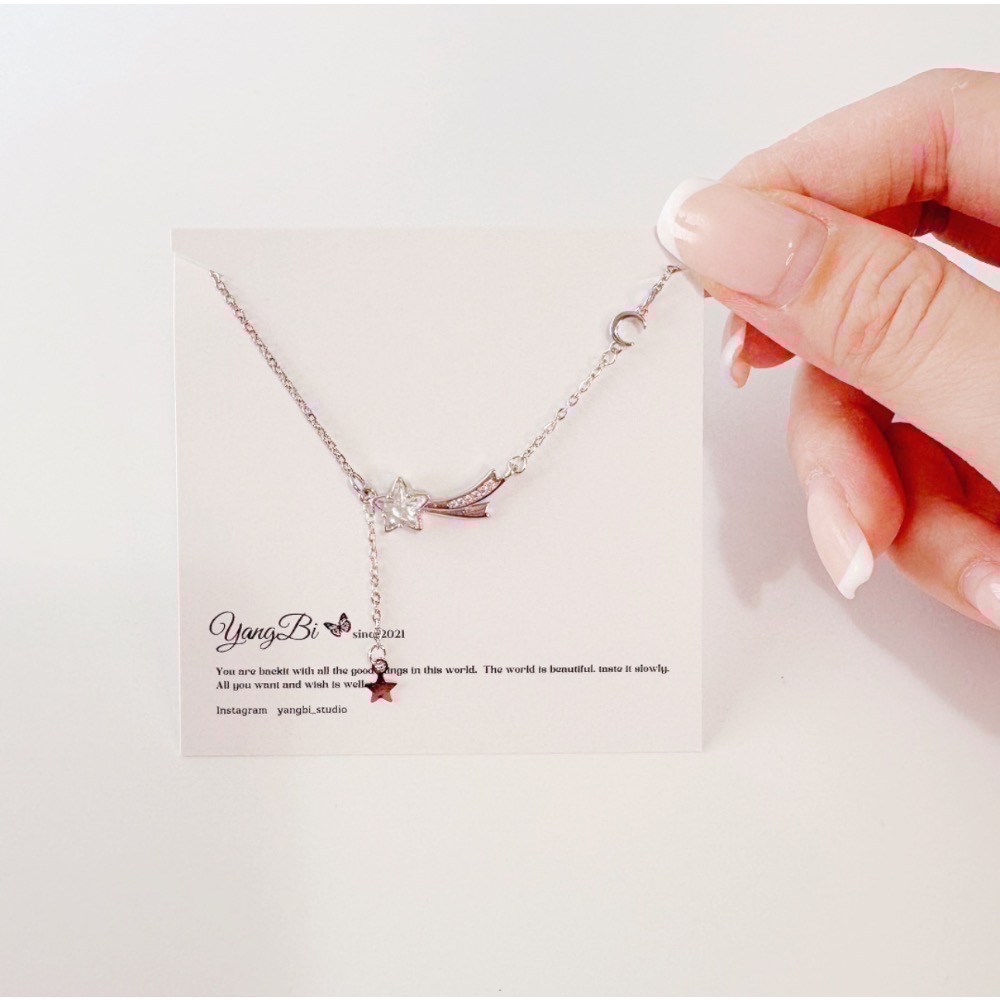 𝓨𝓪𝓷𝓰𝓑𝓲🕊️心願｜流星設計感五角星彎月項鍊 Y808-細節圖5