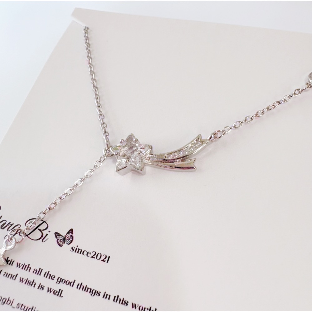 𝓨𝓪𝓷𝓰𝓑𝓲🕊️心願｜流星設計感五角星彎月項鍊 Y808-細節圖9