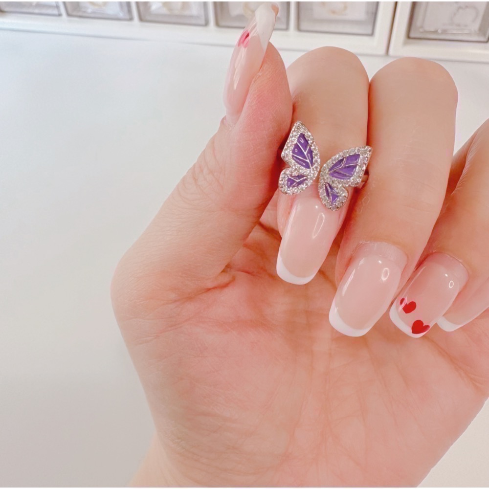 𝓨𝓪𝓷𝓰𝓑𝓲🕊️珐瑯紫幻蝴蝶水鑽戒指 Y810-細節圖5