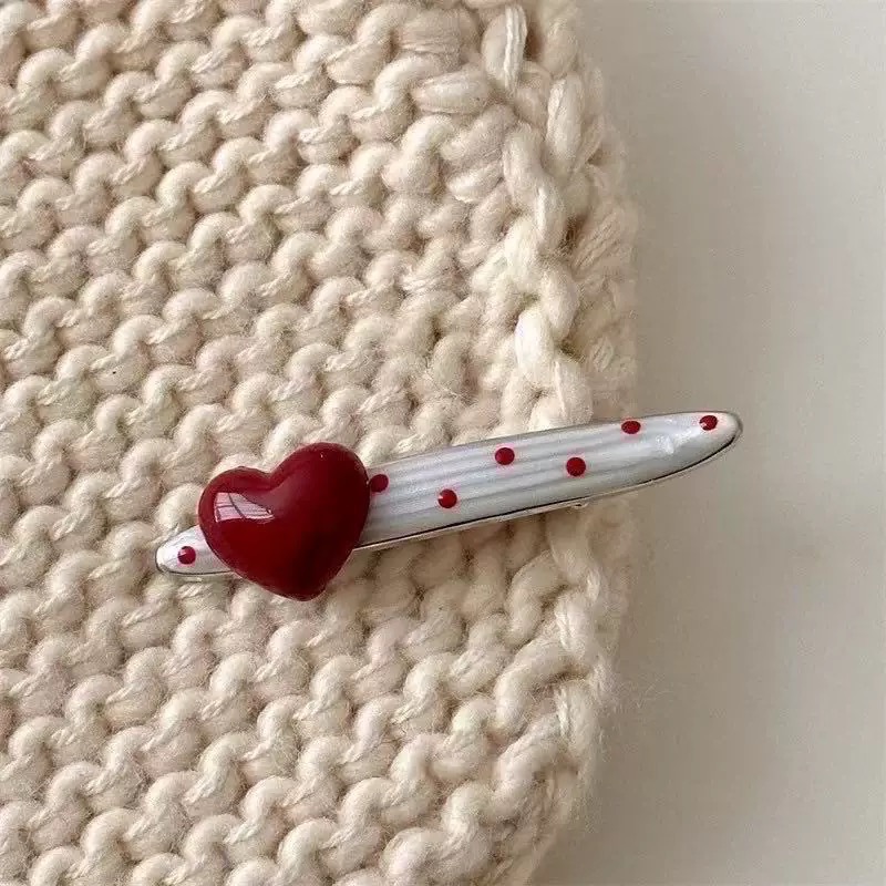 𝓨𝓪𝓷𝓰𝓑𝓲🕊️摩登復古波點紅愛心波浪髮夾 瀏海夾 邊夾 V397-規格圖9