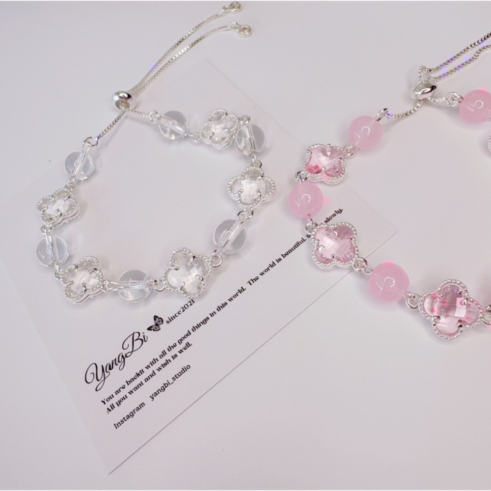 𝓨𝓪𝓷𝓰𝓑𝓲🕊️溫柔系代表｜輕透漾四葉草水晶手鍊 白水晶 粉水晶 Y815-細節圖5