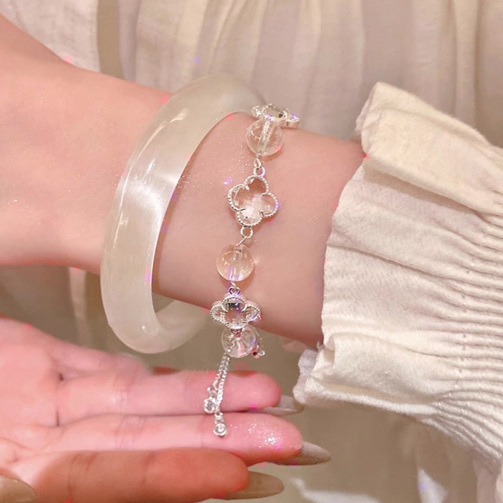 𝓨𝓪𝓷𝓰𝓑𝓲🕊️溫柔系代表｜輕透漾四葉草水晶手鍊 白水晶 粉水晶 Y815-細節圖6