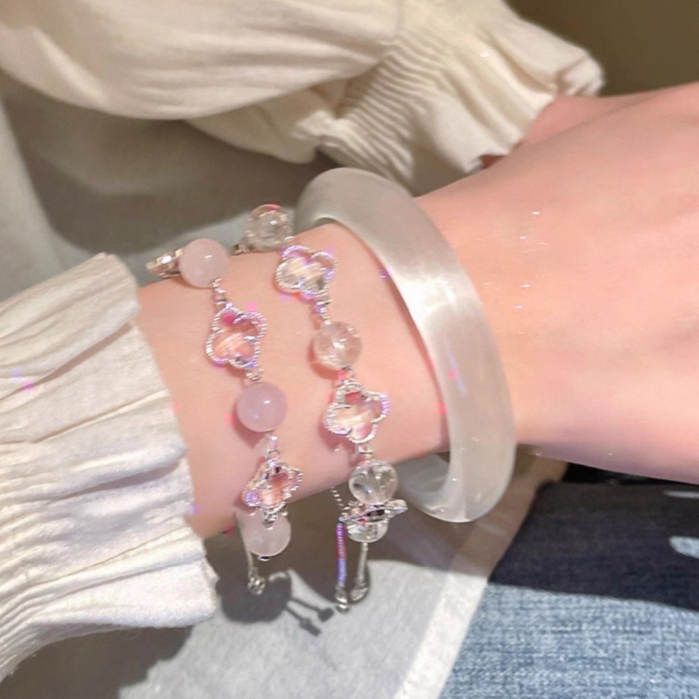 𝓨𝓪𝓷𝓰𝓑𝓲🕊️溫柔系代表｜輕透漾四葉草水晶手鍊 白水晶 粉水晶 Y815-細節圖4