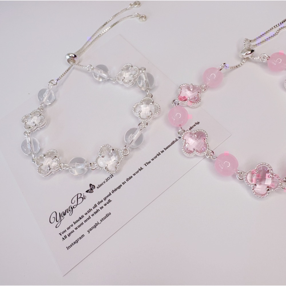 𝓨𝓪𝓷𝓰𝓑𝓲🕊️溫柔系代表｜輕透漾四葉草水晶手鍊 白水晶 粉水晶 Y815-細節圖5