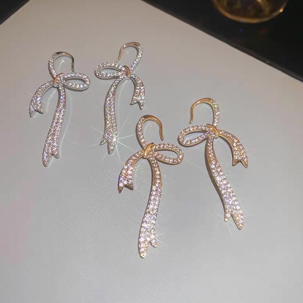 𝓨𝓪𝓷𝓰𝓑𝓲🕊️真金電鍍 極美蝴蝶結水鑽勾式耳環 Y816-細節圖3