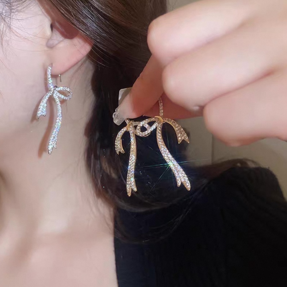 𝓨𝓪𝓷𝓰𝓑𝓲🕊️真金電鍍 極美蝴蝶結水鑽勾式耳環 Y816-細節圖4