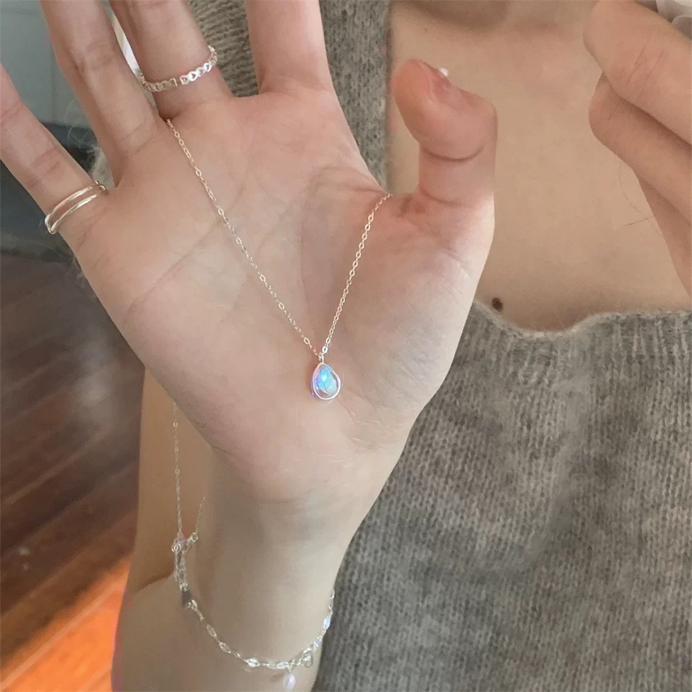 𝓨𝓪𝓷𝓰𝓑𝓲🕊️925銀｜美人魚的眼淚💧月光石水滴項鍊Y817-細節圖3
