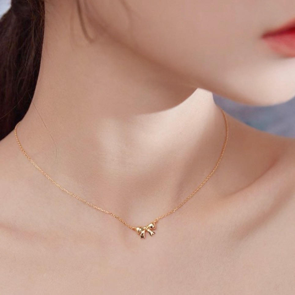 𝓨𝓪𝓷𝓰𝓑𝓲🕊️復古優雅香檳金蝴蝶結項鍊 Y819-細節圖2