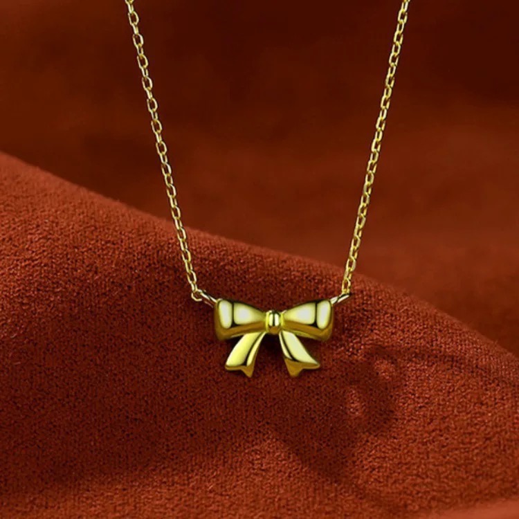 𝓨𝓪𝓷𝓰𝓑𝓲🕊️復古優雅香檳金蝴蝶結項鍊 Y819-細節圖3