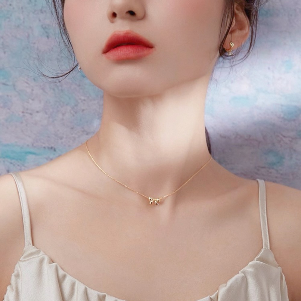 𝓨𝓪𝓷𝓰𝓑𝓲🕊️復古優雅香檳金蝴蝶結項鍊 Y819-細節圖4