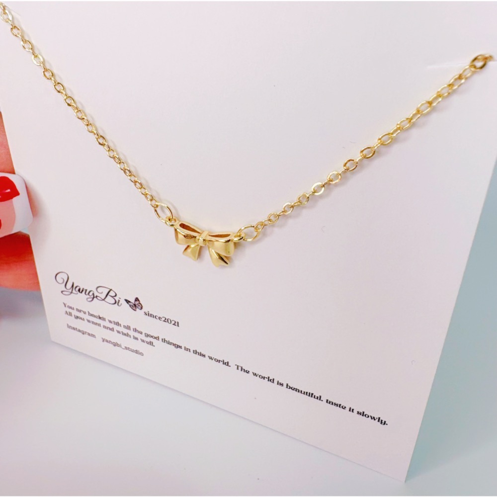 𝓨𝓪𝓷𝓰𝓑𝓲🕊️復古優雅香檳金蝴蝶結項鍊 Y819-細節圖6