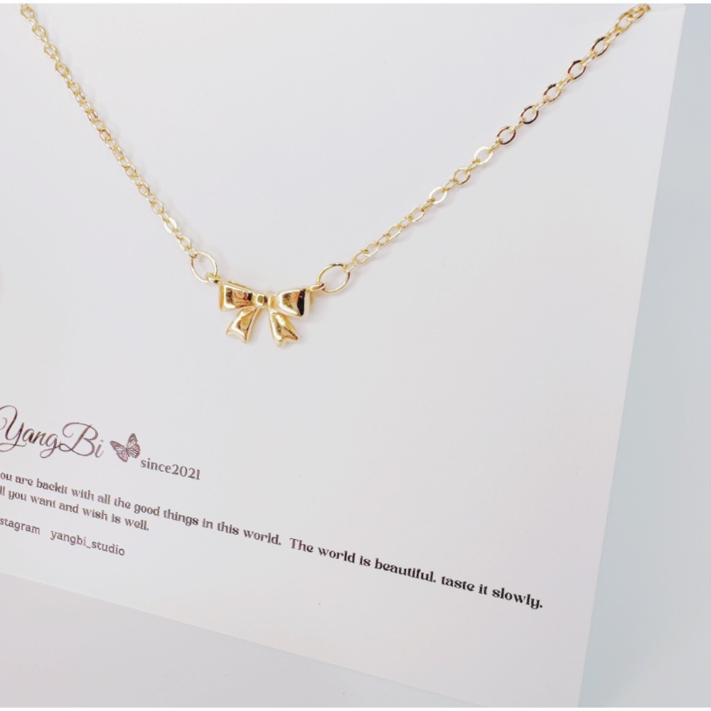 𝓨𝓪𝓷𝓰𝓑𝓲🕊️復古優雅香檳金蝴蝶結項鍊 Y819-細節圖7