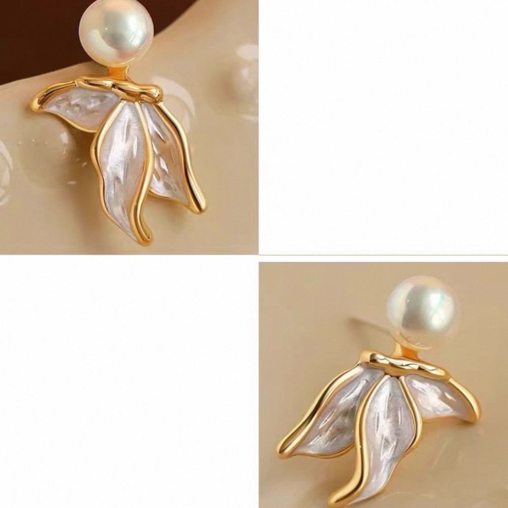 𝓨𝓪𝓷𝓰𝓑𝓲🕊️泡沫美人魚｜925銀針珍珠魚尾耳環 Y820-細節圖6