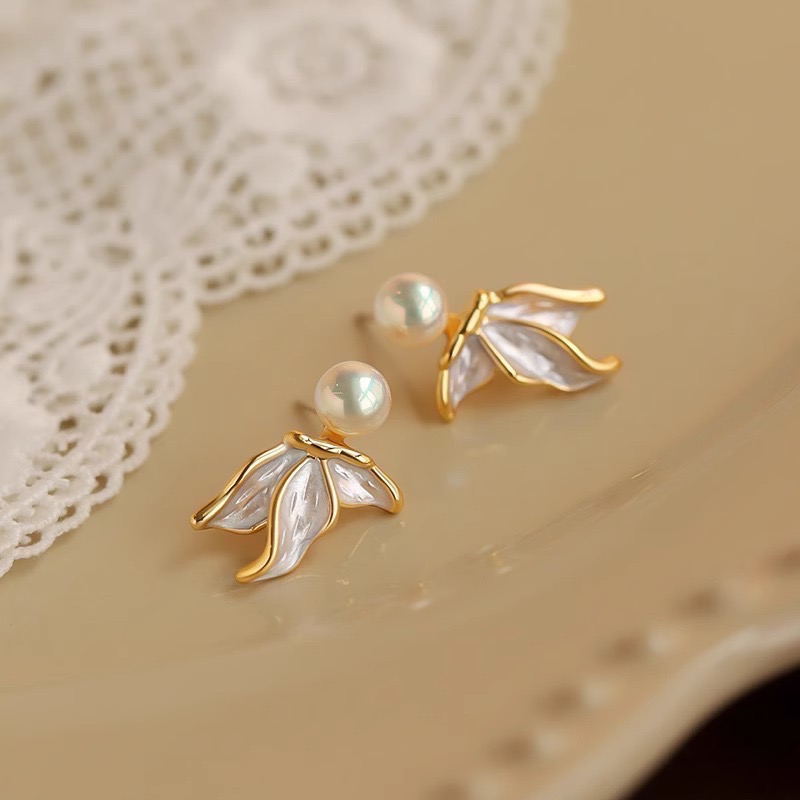𝓨𝓪𝓷𝓰𝓑𝓲🕊️泡沫美人魚｜925銀針珍珠魚尾耳環 Y820-細節圖3