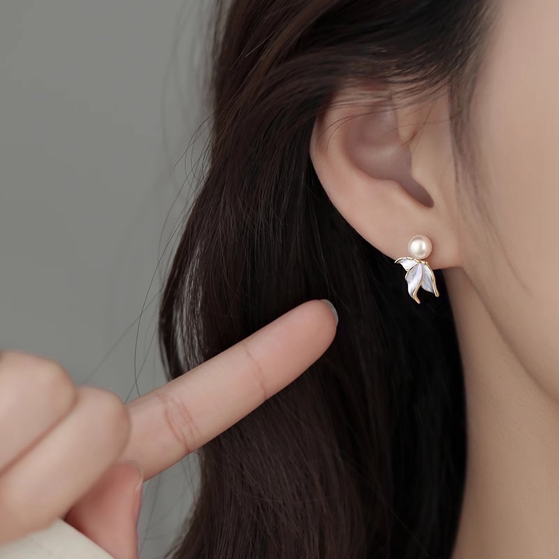 𝓨𝓪𝓷𝓰𝓑𝓲🕊️泡沫美人魚｜925銀針珍珠魚尾耳環 Y820-細節圖5