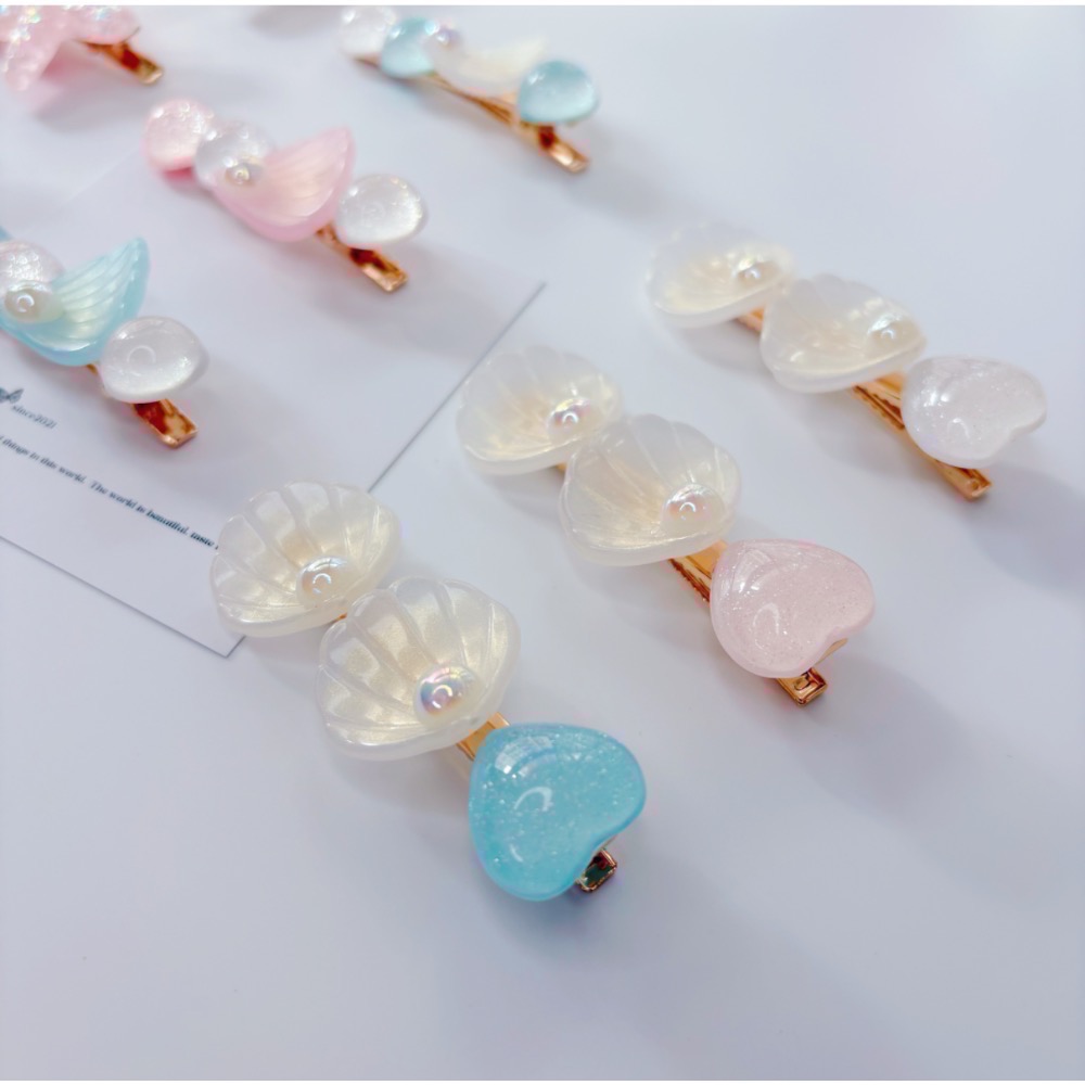 𝓨𝓪𝓷𝓰𝓑𝓲🕊️【韓系夢幻海洋風】透漾海星貝殼珍珠髮夾 邊夾 鴨嘴夾 少女髮飾 V399-細節圖4